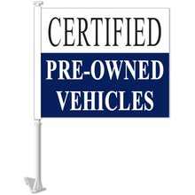 Load image into Gallery viewer, Clip-On Window Flags (Standard Flags) Sales Department Georgia Independent Auto Dealers Association Store Certified Pre-Owned Vehicles - Blue