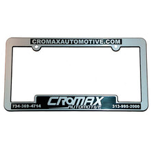 Load image into Gallery viewer, Custom Chrome License Plate Frames Sales Department Georgia Independent Auto Dealers Association Store Shiny Chrome Economy Recessed Panel with Raised Letter