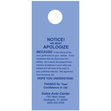 Load image into Gallery viewer, Custom Hang Tags Service Department Georgia Independent Auto Dealers Association Store Blue