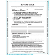 Load image into Gallery viewer, PEEL n SEAL™ Imprinted 1-Part Buyers Guide Sales Department Georgia Independent Auto Dealers Association Store Implied Warranty English