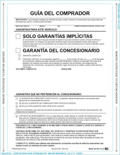 Load image into Gallery viewer, PEEL n SEAL™ Imprinted 1-Part Buyers Guide Sales Department Georgia Independent Auto Dealers Association Store Implied Warranty - No Lines Spanish