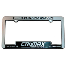 Load image into Gallery viewer, Custom Chrome License Plate Frames Sales Department Georgia Independent Auto Dealers Association Store Shiny Chrome Economy Recessed Panel with Raised Letter
