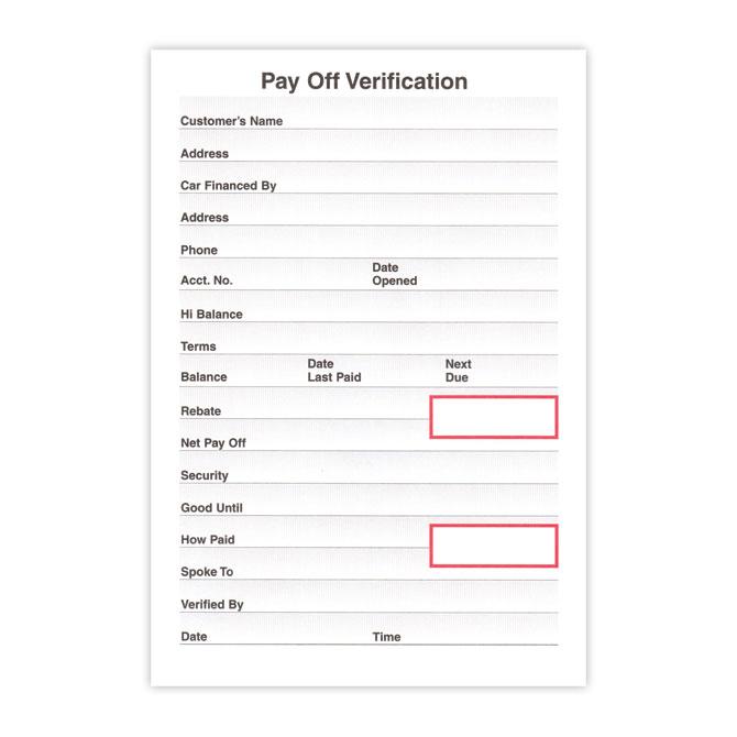 Pay Off Verification Office Forms Georgia Independent Auto Dealers Association Store
