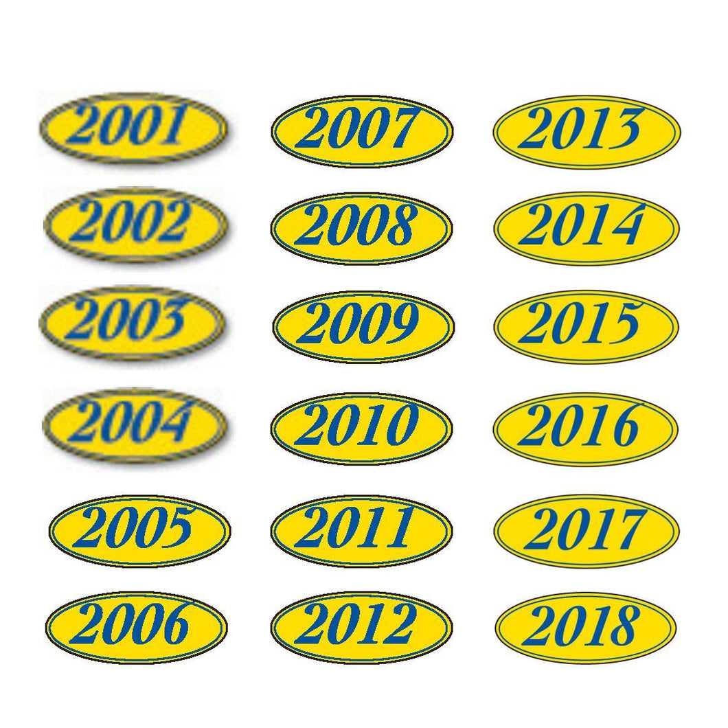 Oval Year Window Stickers Sales Department Georgia Independent Auto Dealers Association Store 2001 Navy Blue on Yellow