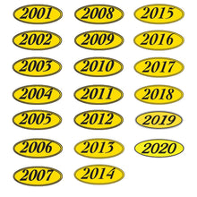 Load image into Gallery viewer, Oval Year Window Stickers Sales Department Georgia Independent Auto Dealers Association Store 2001 Black on Yellow
