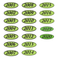 Load image into Gallery viewer, Oval Year Window Stickers Sales Department Georgia Independent Auto Dealers Association Store 2001 Black on Green

