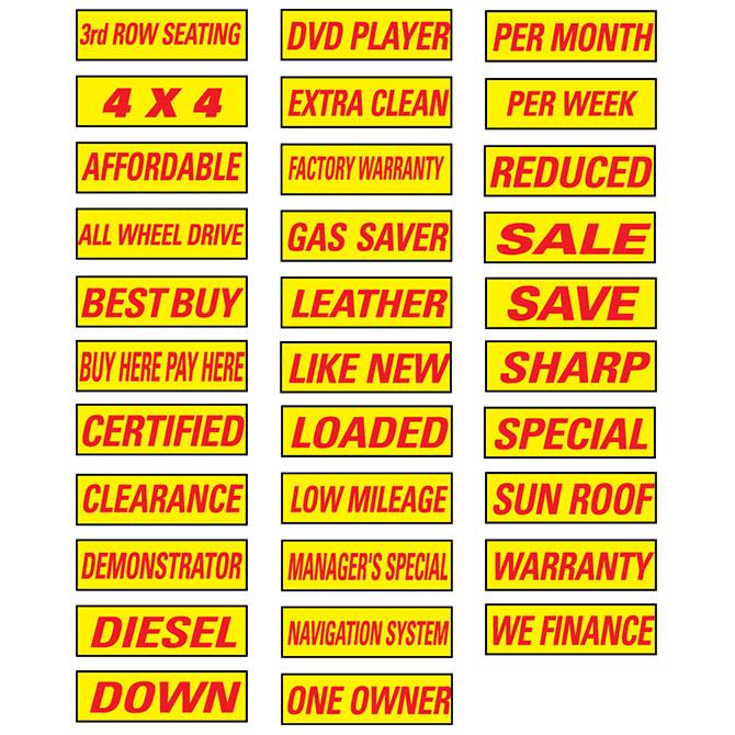 Slogan Window Stickers - Yellow and Red Sales Department Georgia Independent Auto Dealers Association Store