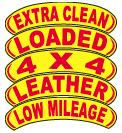 Arched Slogan Window Stickers Sales Department Georgia Independent Auto Dealers Association Store Red on Yellow Extra Clean