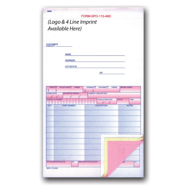 Imprinted Special Parts Order Forms – Georgia Independent Automobile ...
