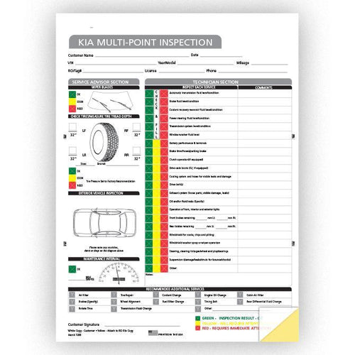 Multi-Point Inspection Forms - Kia Service Department Georgia Independent Auto Dealers Association Store