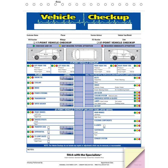 Generic Multi-Point Inspection Forms - Vehicle Checkup – Georgia ...