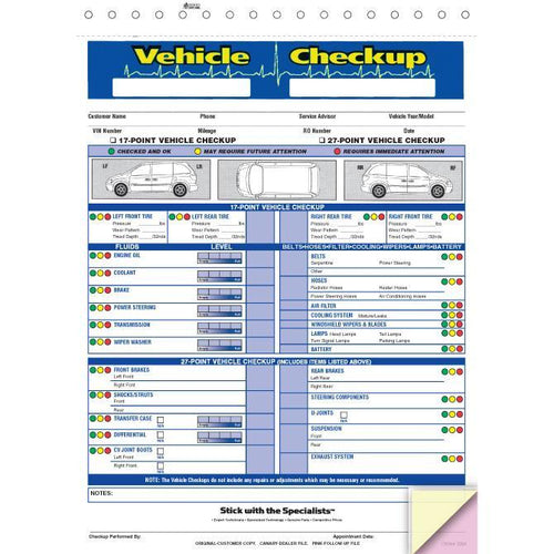 Generic Multi-Point Inspection Forms - Vehicle Checkup Service Department Georgia Independent Auto Dealers Association Store