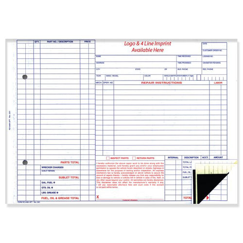 Imprinted Repair Orders Service Department Georgia Independent Auto Dealers Association Store (Form #RO-546H-3PT)