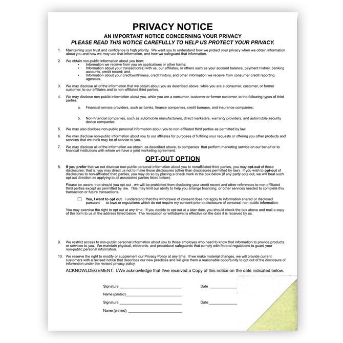 Custom Privacy Notice Office Forms Georgia Independent Auto Dealers Association Store