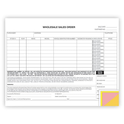 Wholesale Sales Order Office Forms Georgia Independent Auto Dealers Association Store