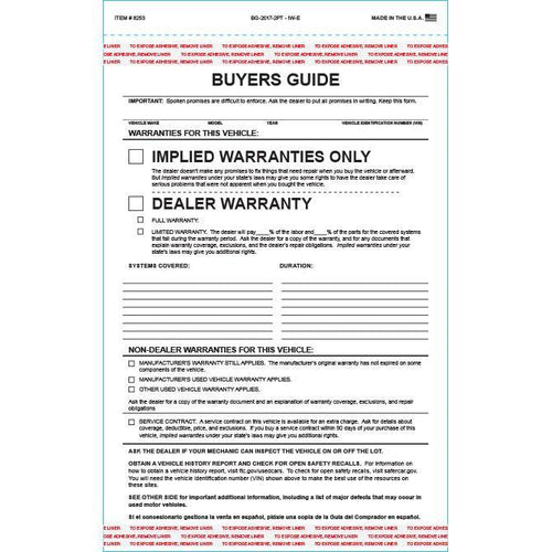 Adhesive Tape 2-Part Buyers Guide - Implied Warranty Sales Department Georgia Independent Auto Dealers Association Store