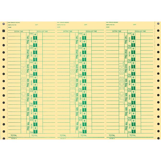 Time Clock Cards Office Forms Georgia Independent Auto Dealers Association Store (Form #AA-292-VI)