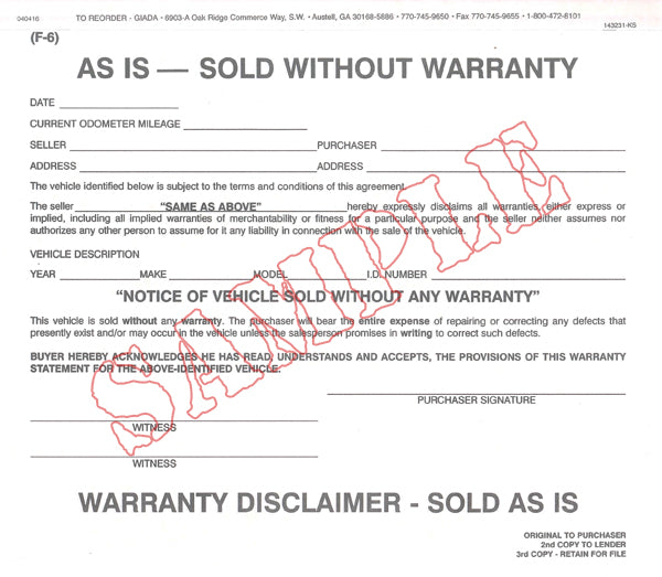 As-Is Warranty